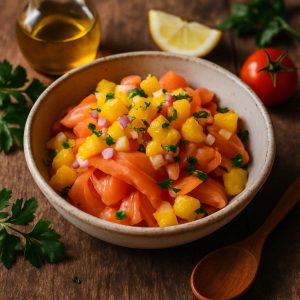 Gerookte zalm met citrustopping