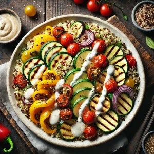 Geroosterde aubergine met hummus en granaatappel