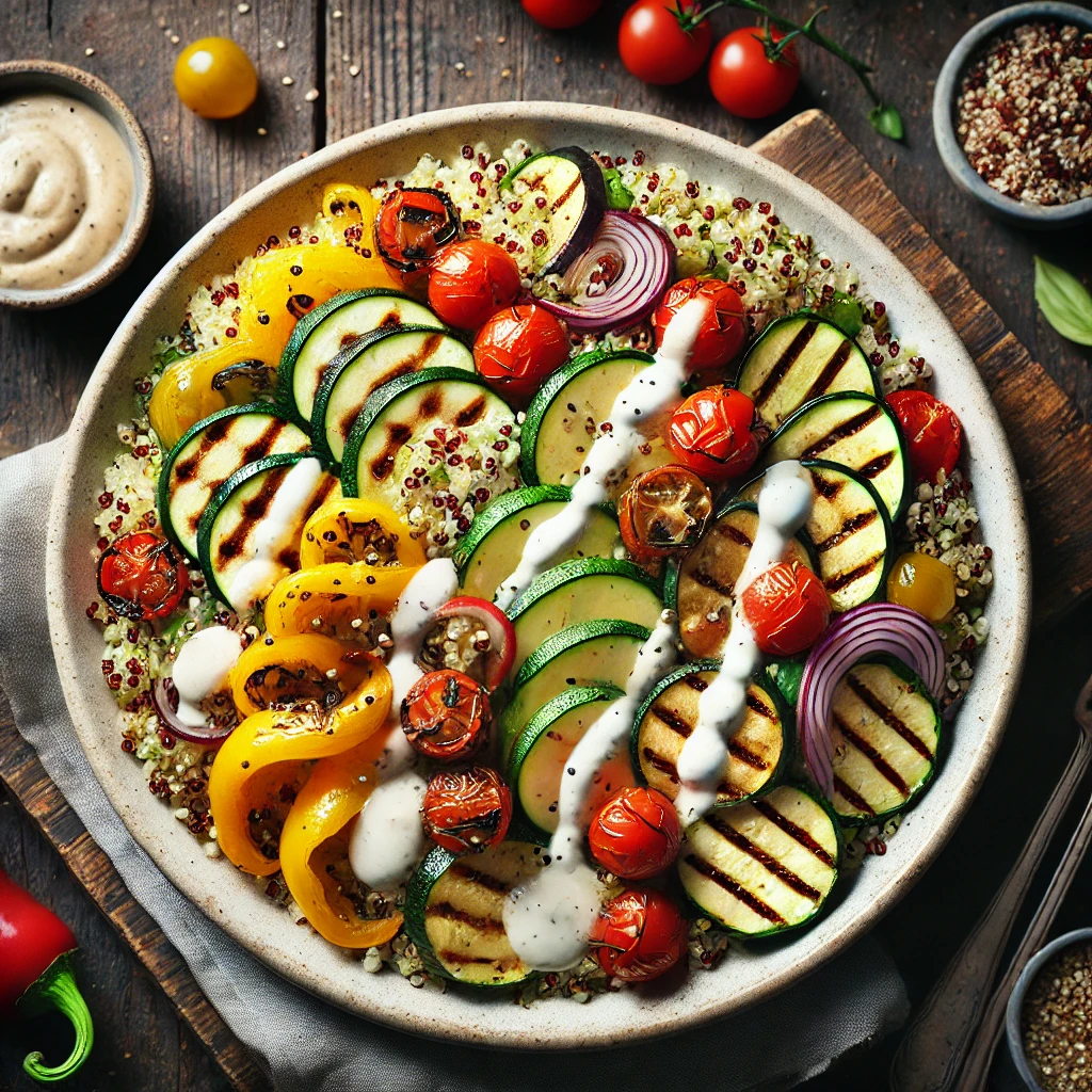 Geroosterde aubergine met hummus en granaatappel