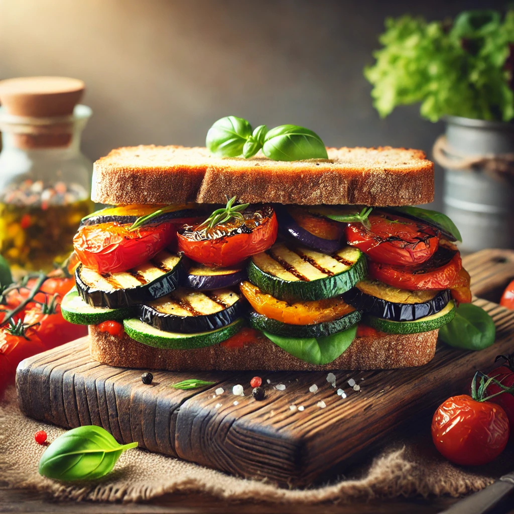 Geroosterde groenten sandwich zonder zout