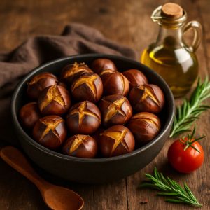 Geroosterde kastanjes van de Kamado