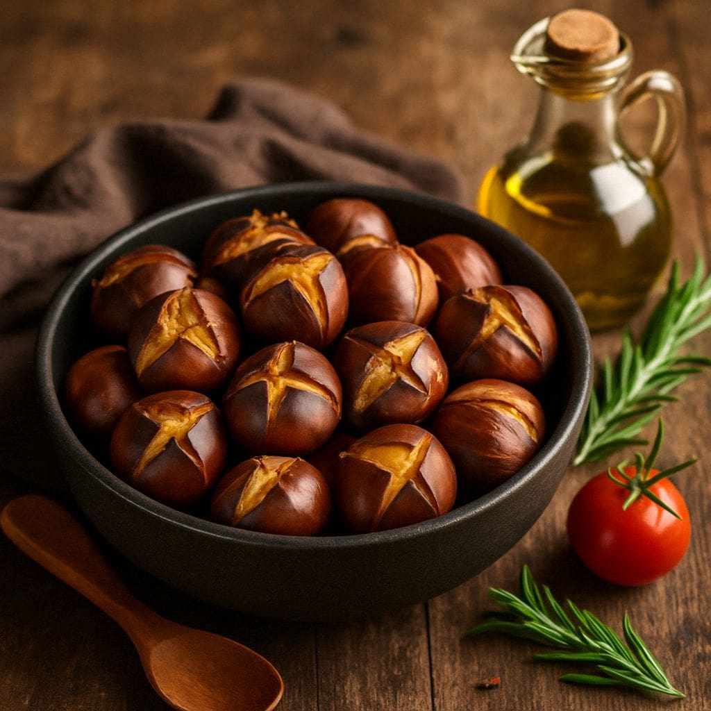 Geroosterde kastanjes van de Kamado