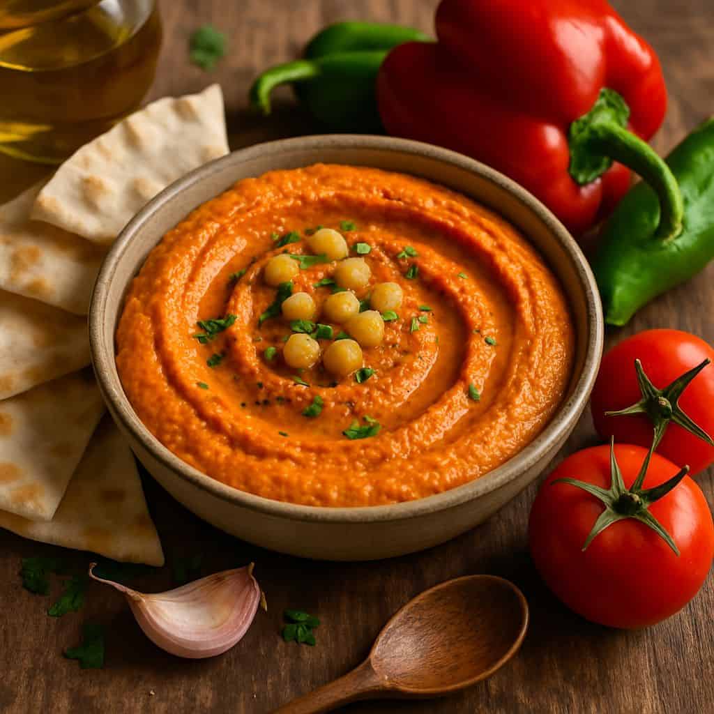 Geroosterde paprika hummus