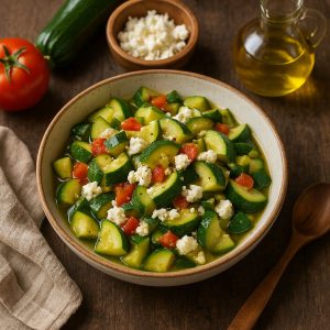 Gestoomde courgette met feta
