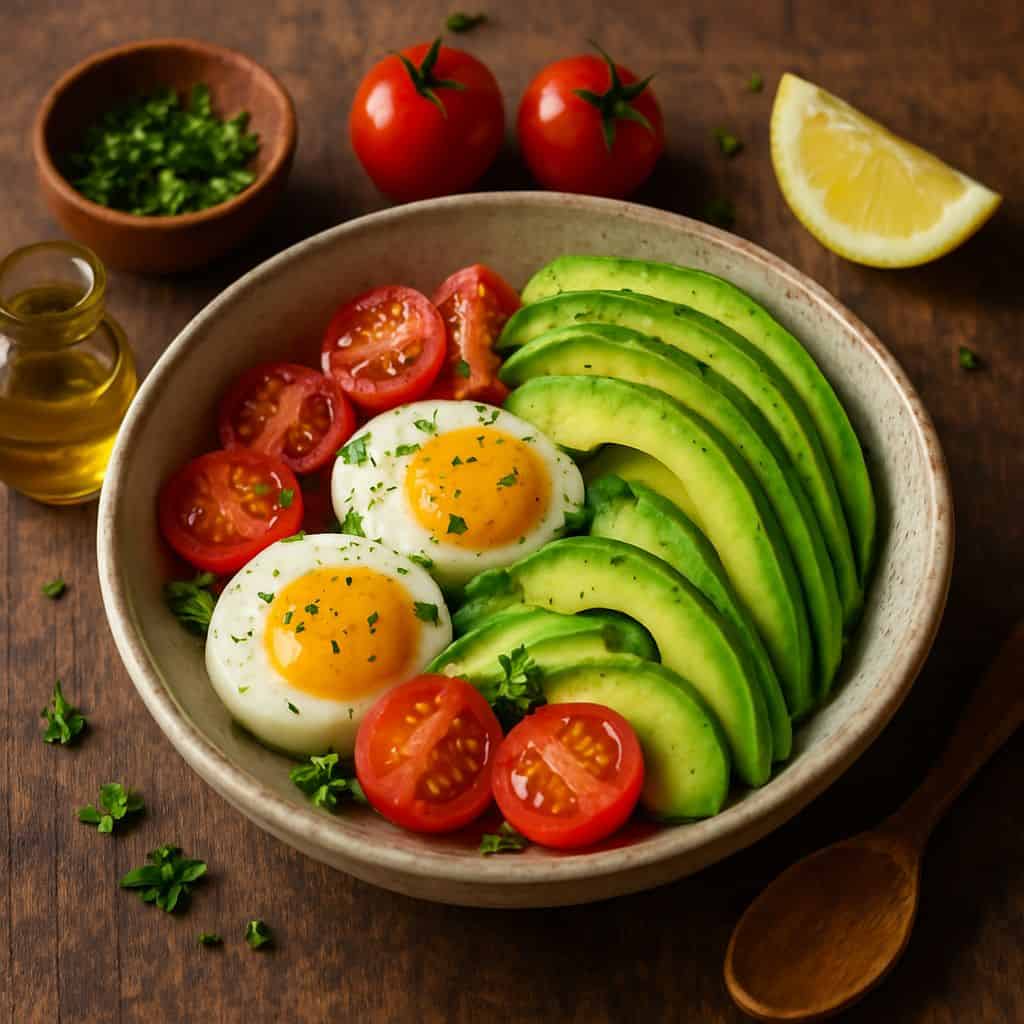 Gestoomde eieren met avocado