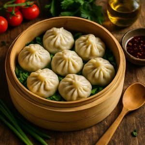 Gestoomde kip dumplings