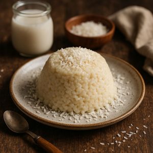 Gestoomde rijstpudding met kokos