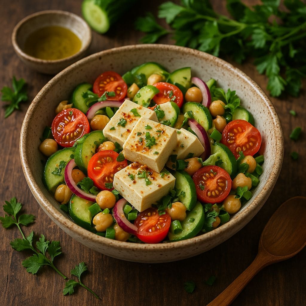 Gestoomde tofu salade