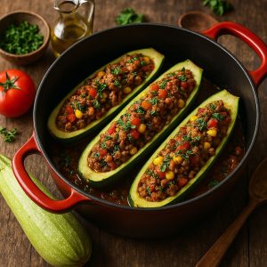 Gevulde courgettes uit de Dutch oven