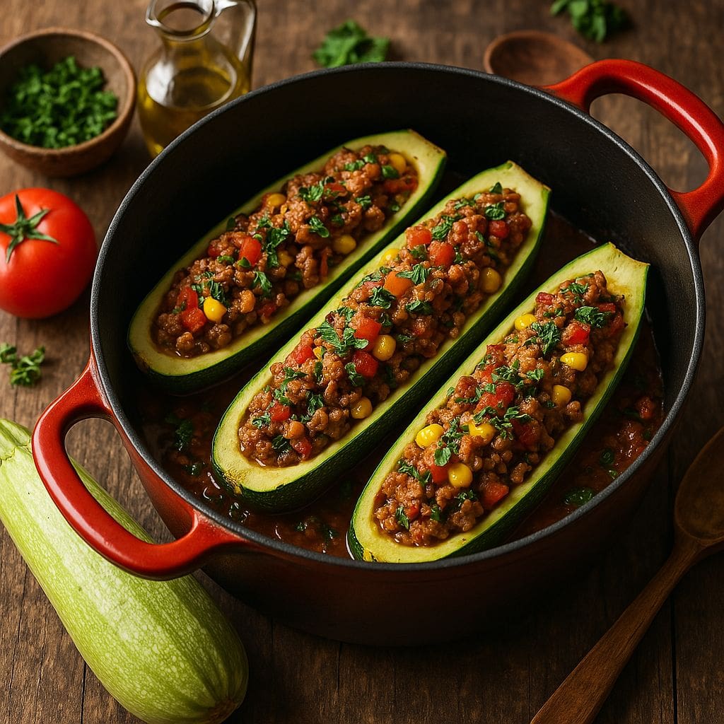 Gevulde courgettes uit de Dutch oven