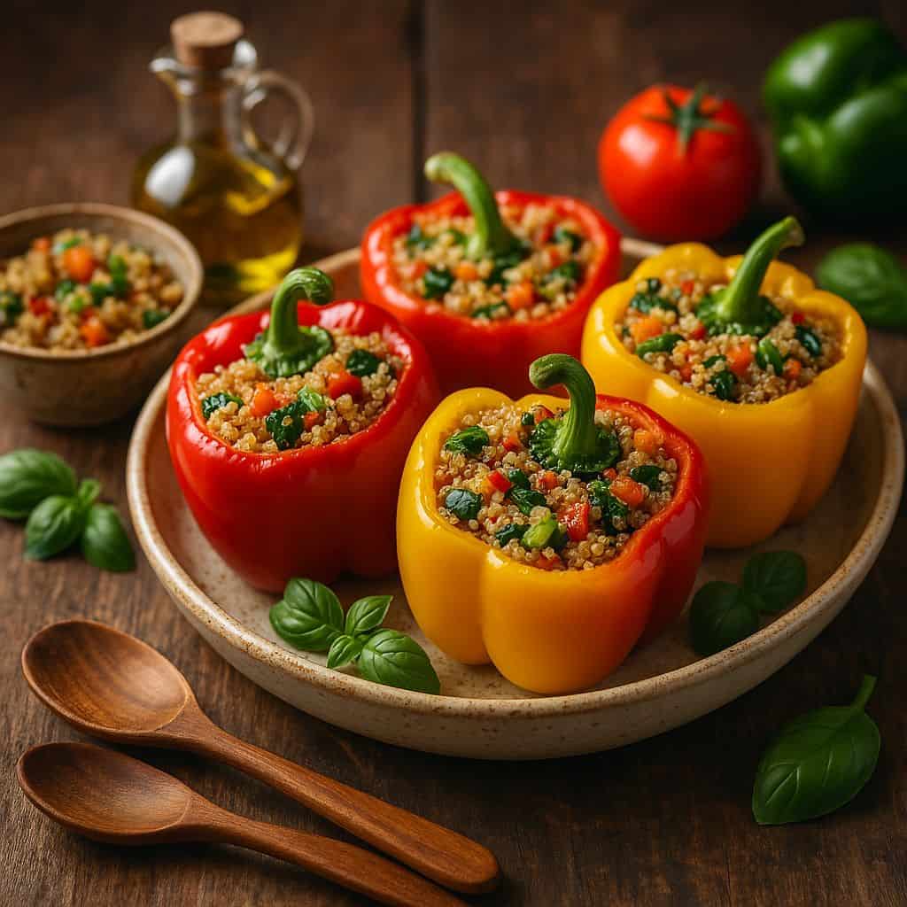 Gevulde paprika's met quinoa en groenten