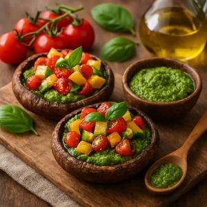 Gevulde portobello met pesto