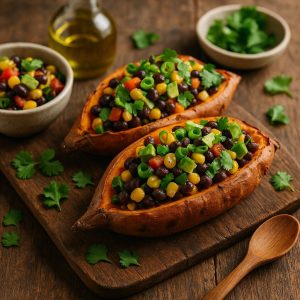 Gevulde zoete aardappel uit de oven