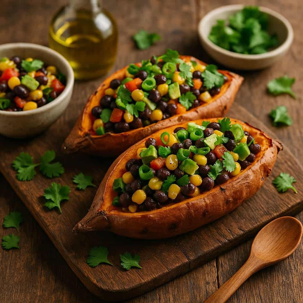 Gevulde zoete aardappel uit de oven