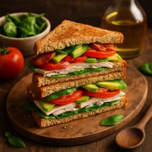 Gezonde clubsandwich met kalkoen