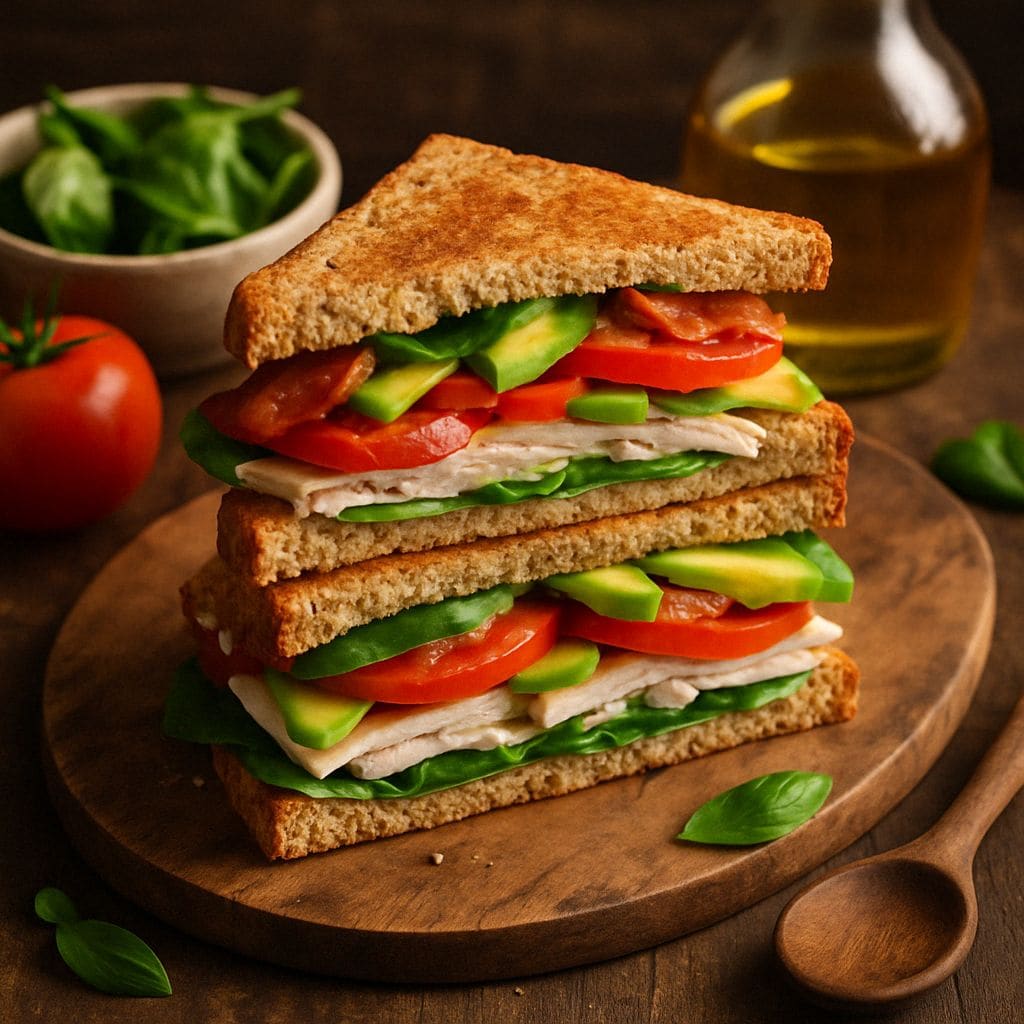 Gezonde clubsandwich met kalkoen