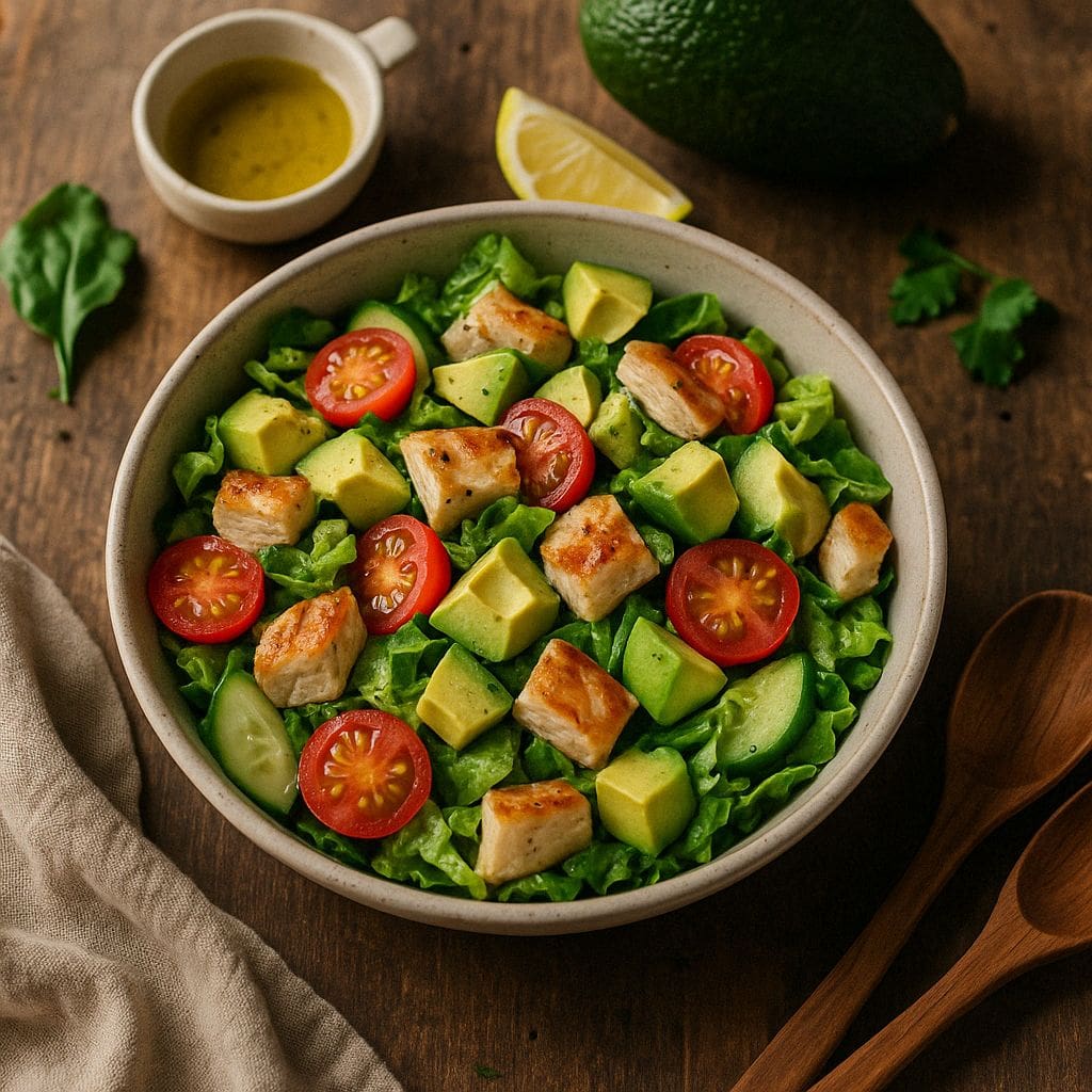 Gezonde kipsalade met avocado