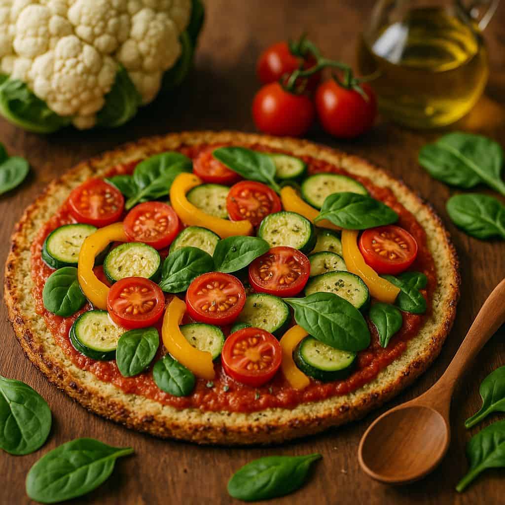 Gezonde pizza met bloemkoolbodem