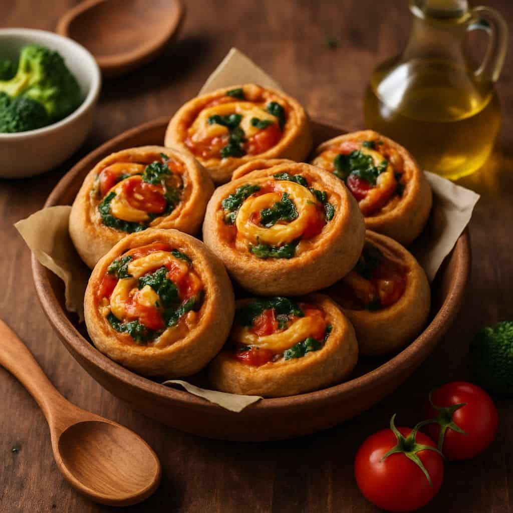 Gezonde pizza rolls met volkoren deeg