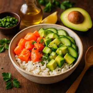 Gezonde sushi met zalm en avocado