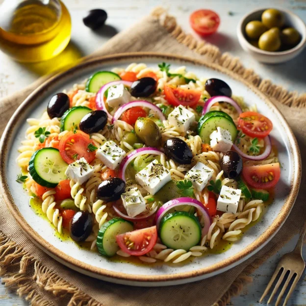 Griekse Orzo met Feta & Olijven