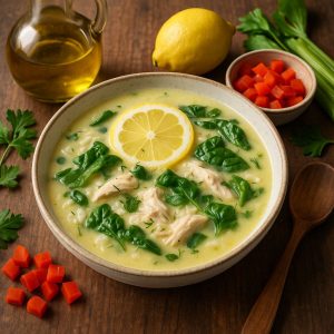 Griekse avgolemono met citroen en kip