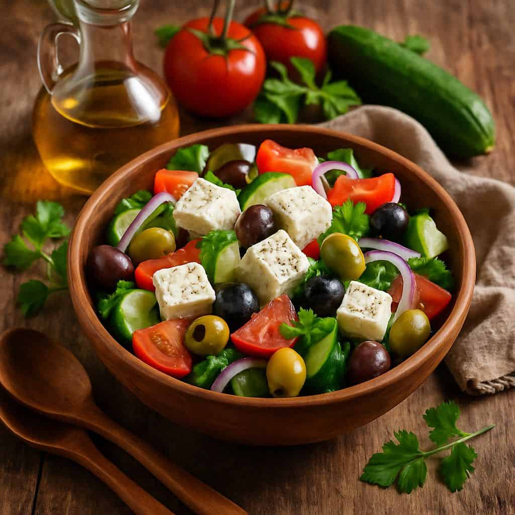 Griekse salade met feta en olijven