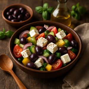 Griekse salade met olijven en feta