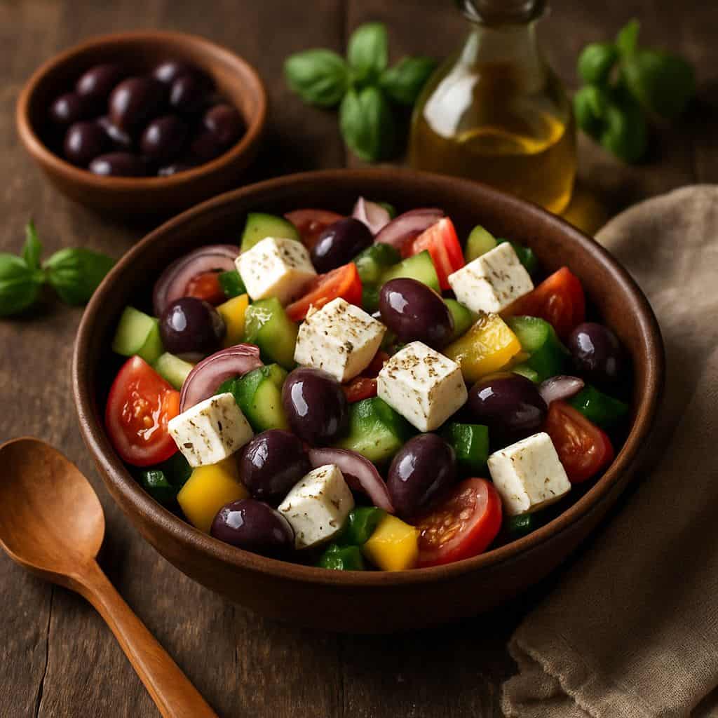 Griekse salade met olijven en feta