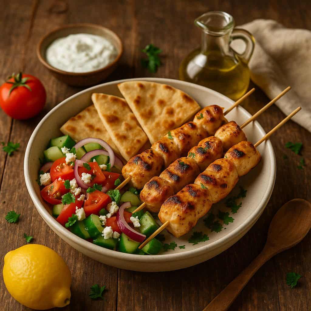 Griekse souvlaki van kip