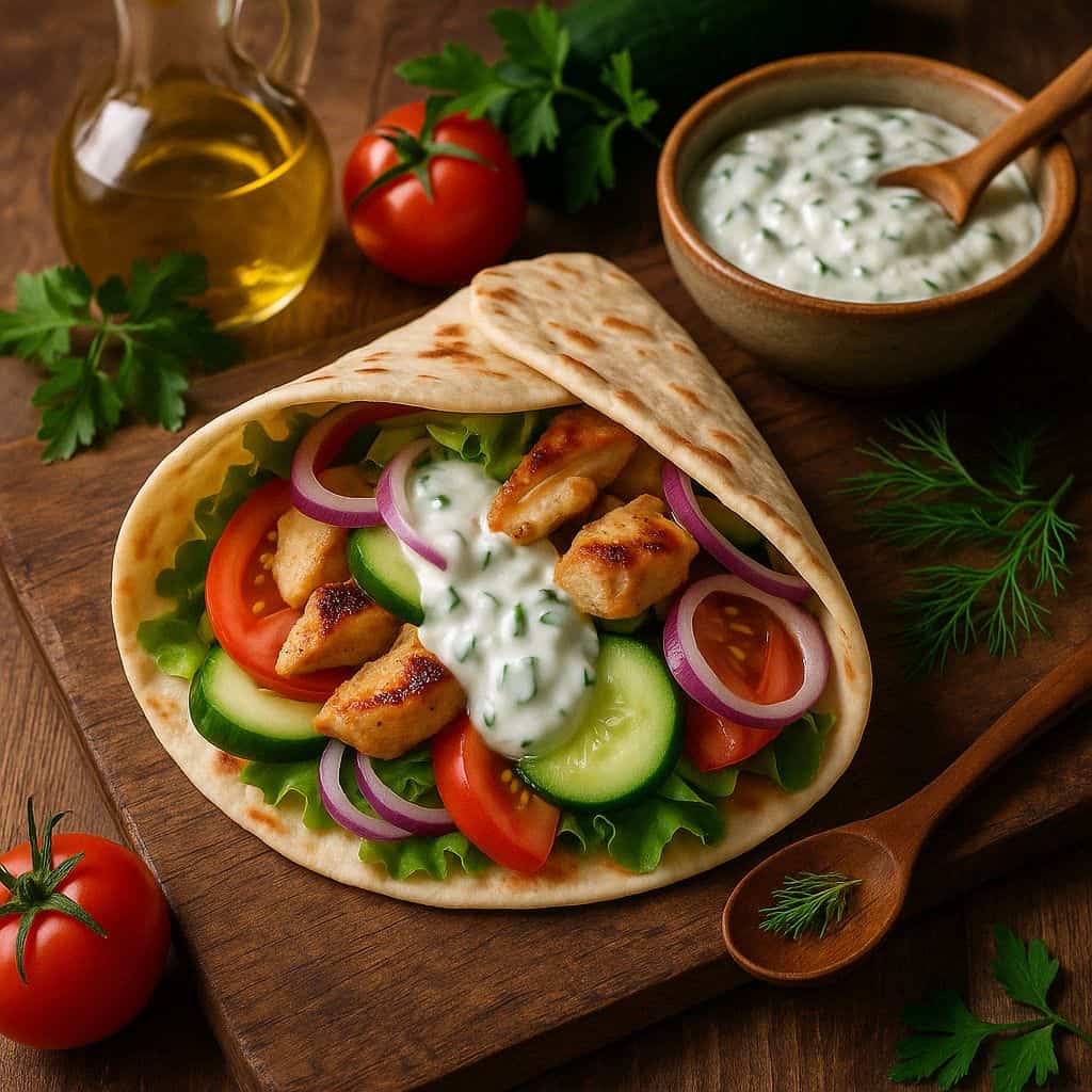 Griekse wrap met kip en tzatziki