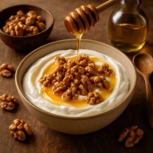 Griekse yoghurt met walnoten en honing