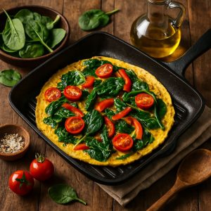 Grillpan omelet met spinazie