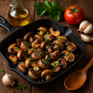 Grillpan paddenstoelen met knoflook