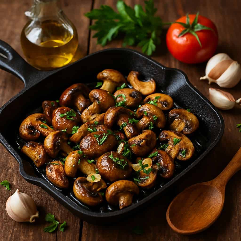 Grillpan paddenstoelen met knoflook