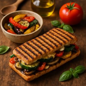 Grillpan panini met gegrilde groenten