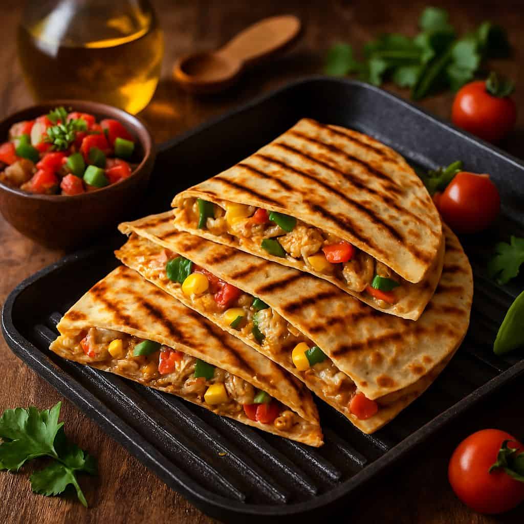 Grillpan quesadilla met kip