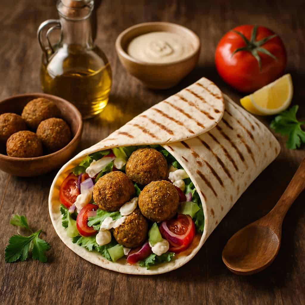 Grillpan wrap met falafel