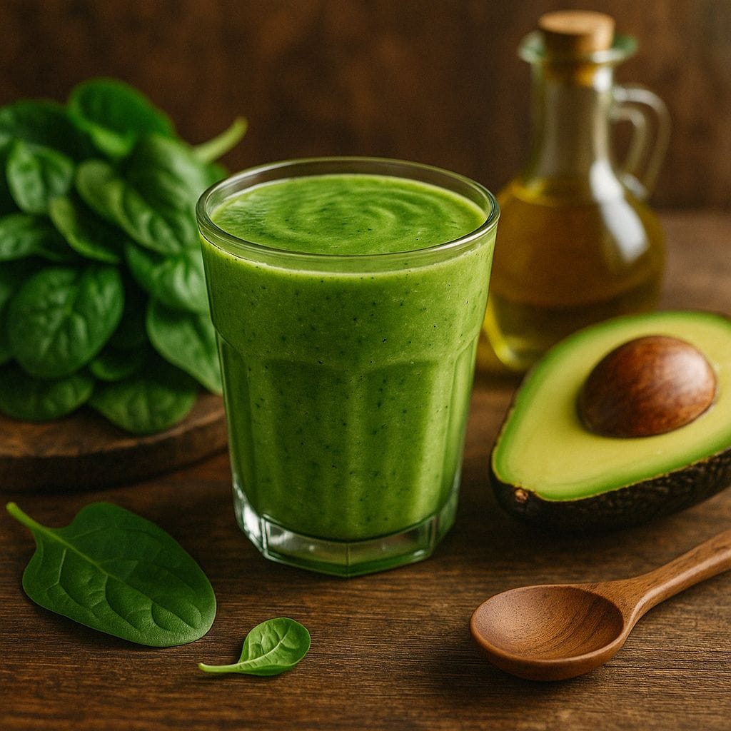 Groene smoothie met spinazie en avocado
