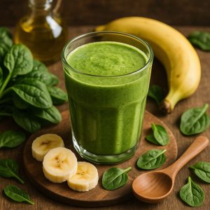 Groene smoothie met spinazie en banaan