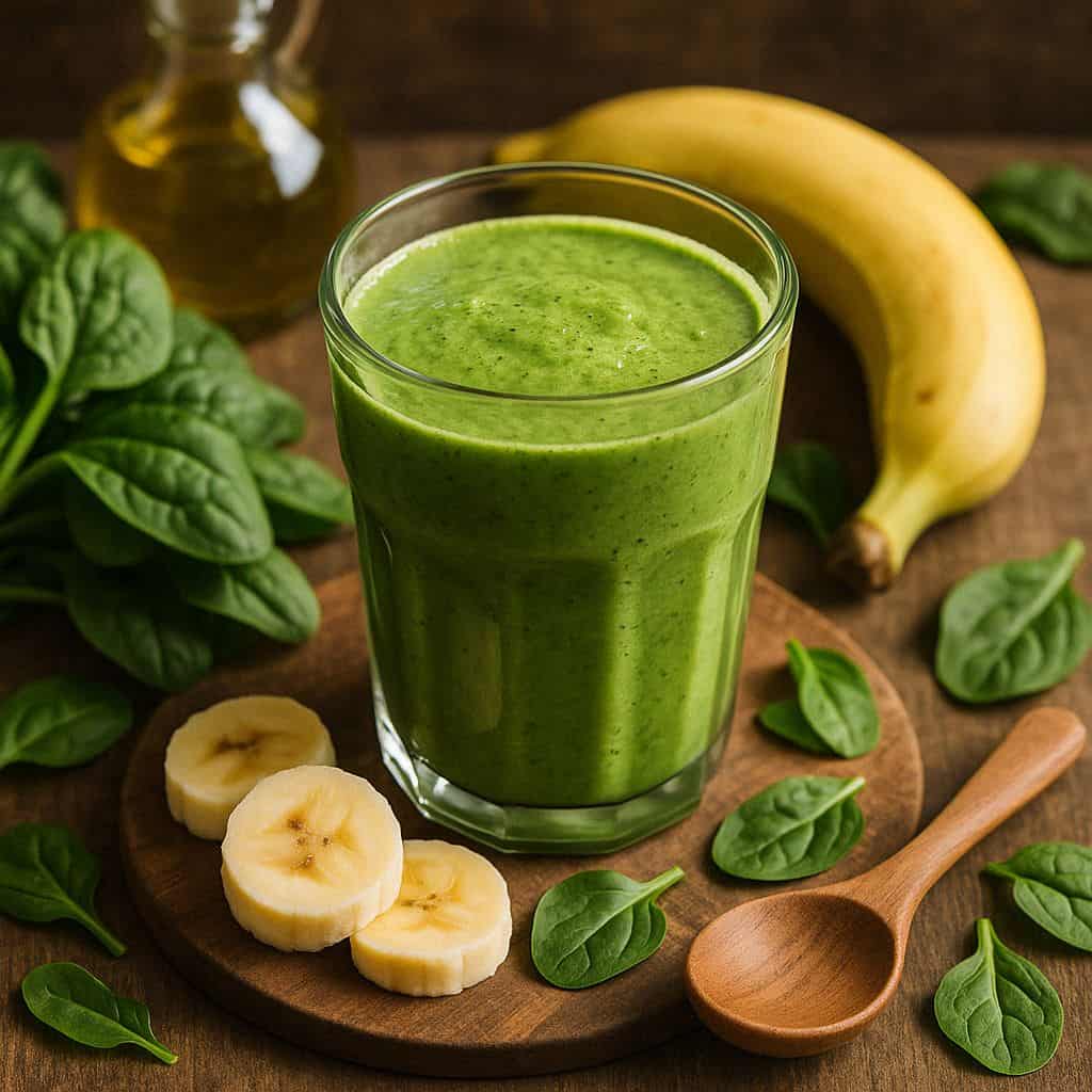 Groene smoothie met spinazie en banaan