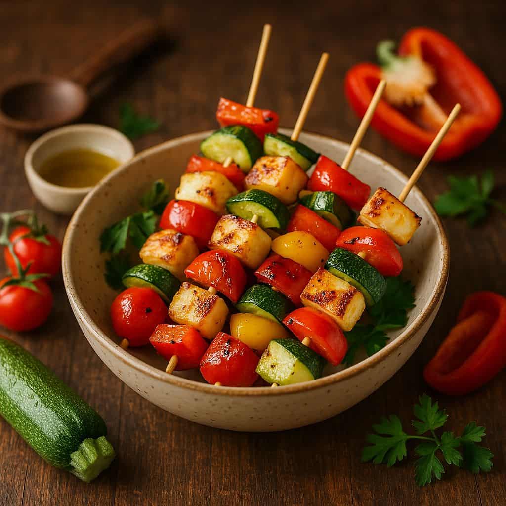 Halloumi spiesjes met groenten