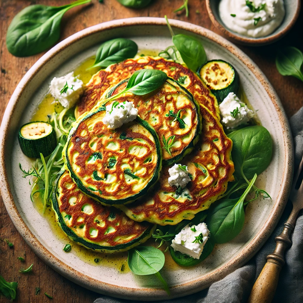 Hartige pannenkoeken met courgette en geitenkaas