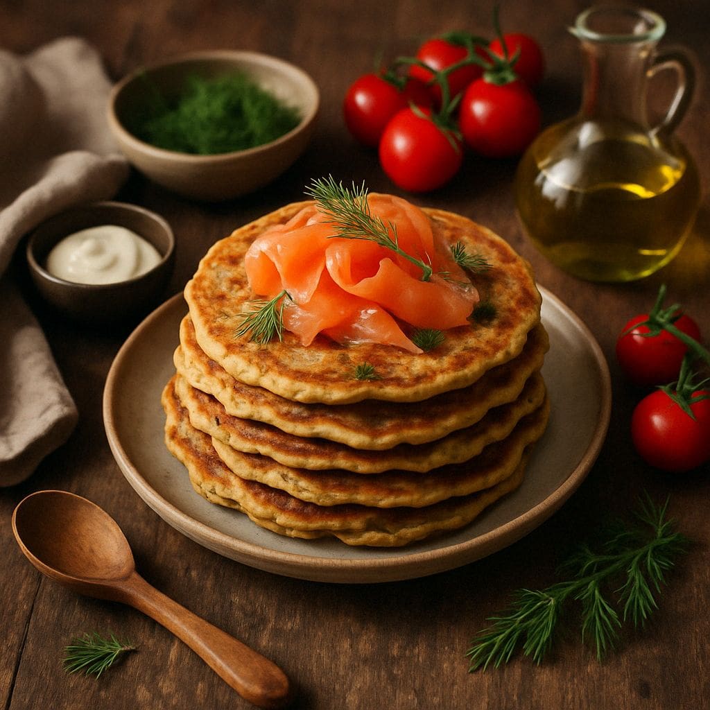 Hartige pannenkoekjes met zalm en dille