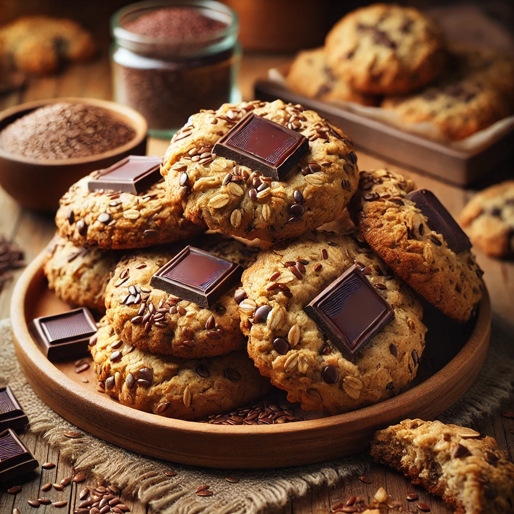 Haverkoekjes met pure chocolade en lijnzaad