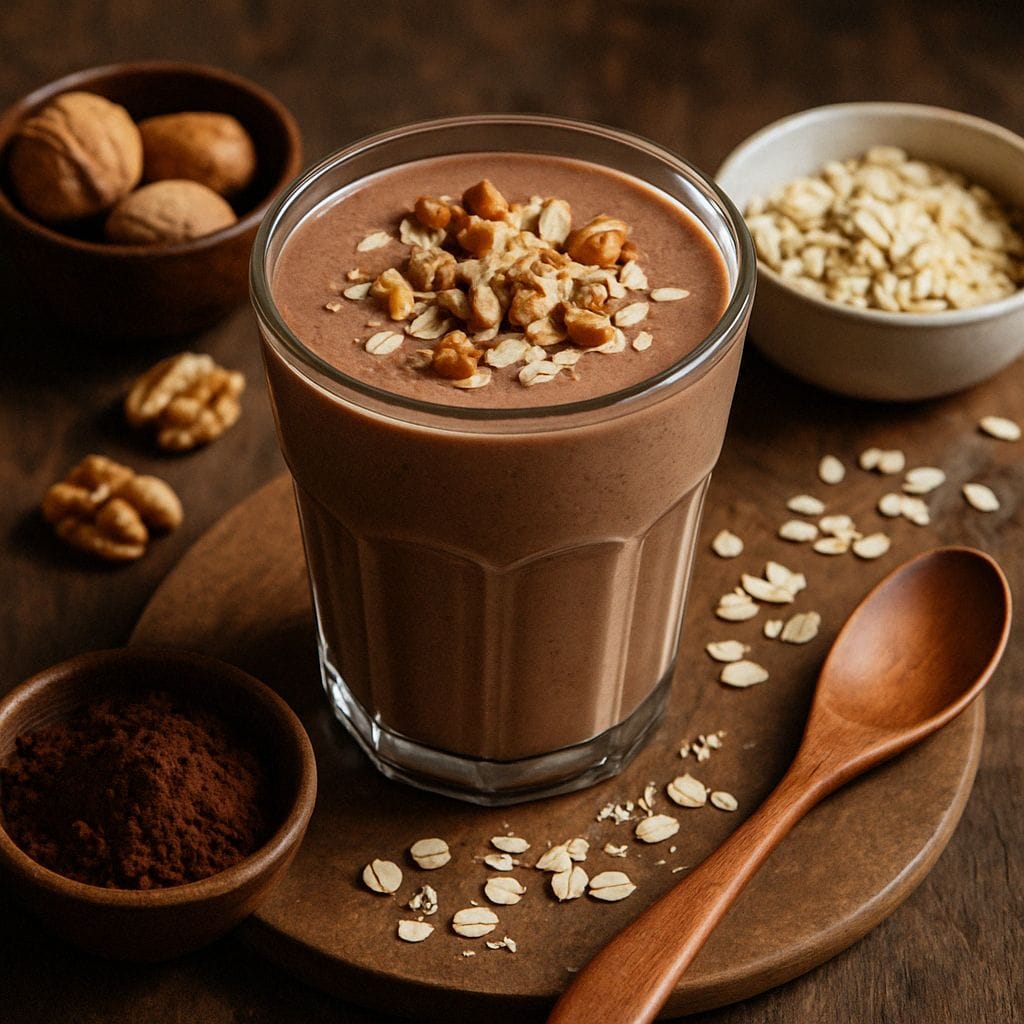 Havermout smoothie met cacao en noten