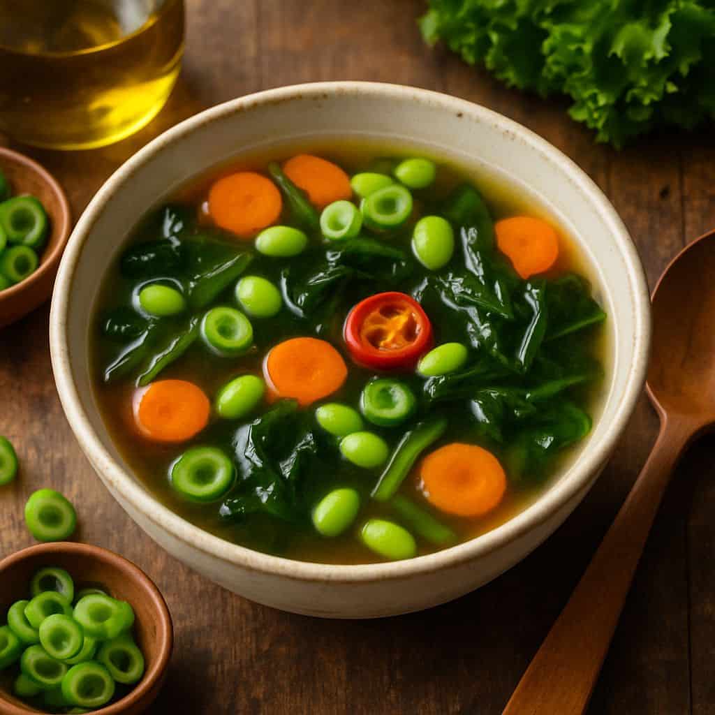 Heldere misosoep met wakame