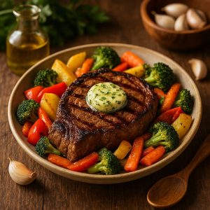 Houthakkers steak met knoflookboter