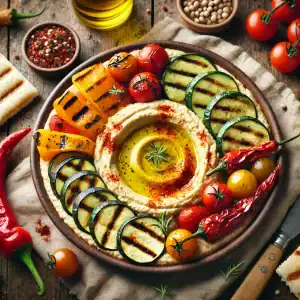 Hummus bowl met gegrilde groenten