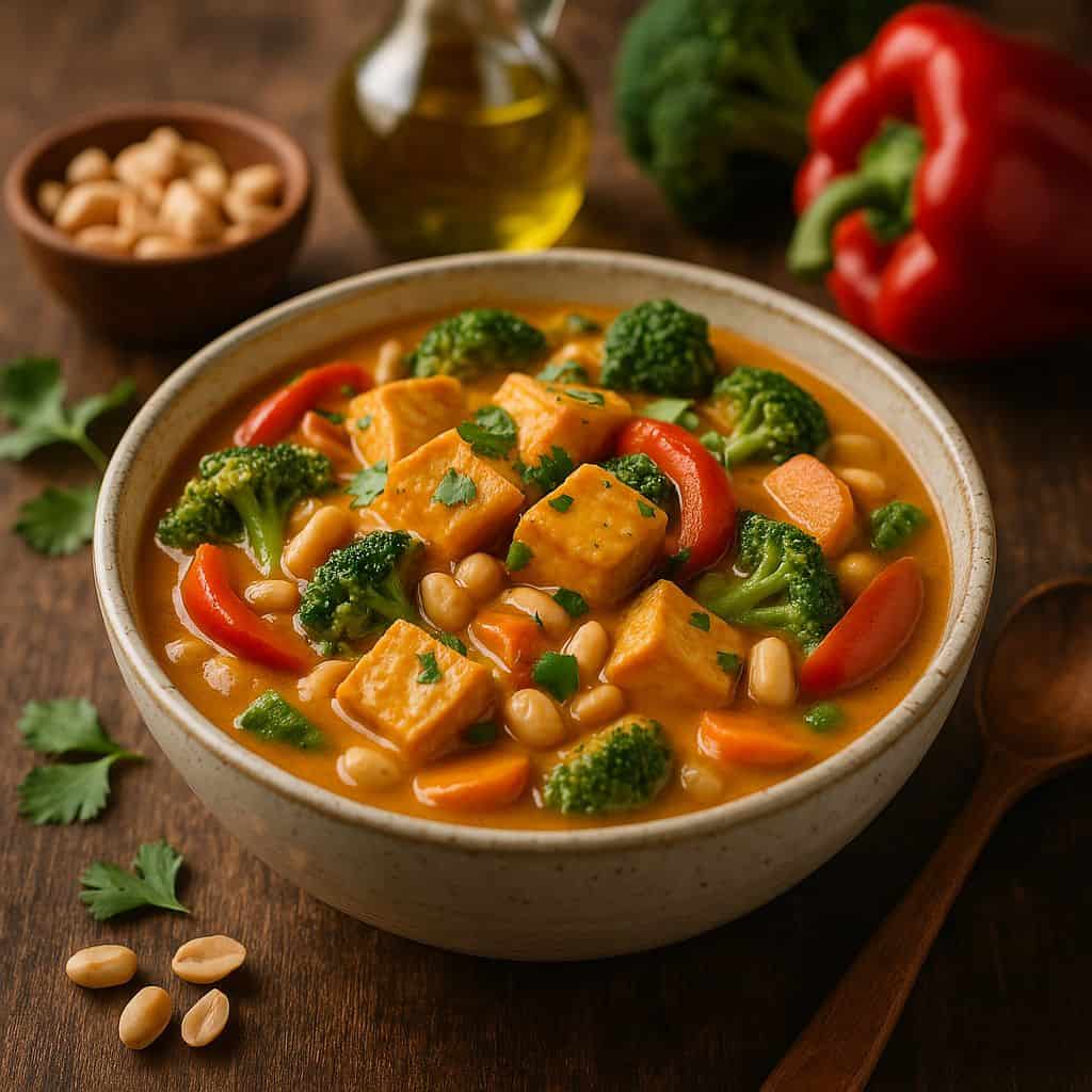 Instant Pot Thaise pindastoof met tofu